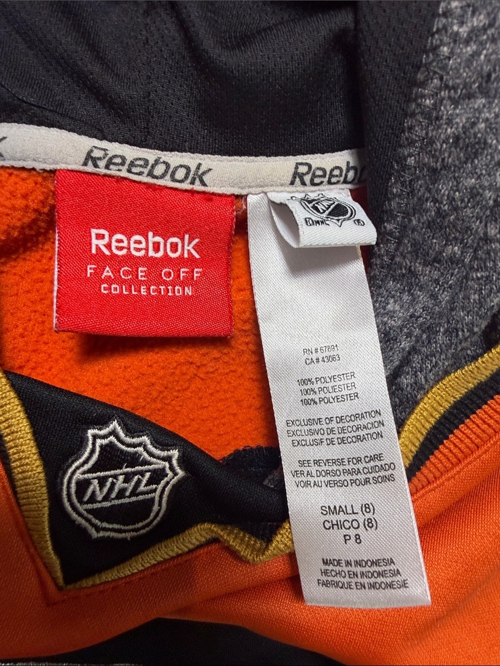 Kids Reebok Anaheim Ducks Hoodie - size small 8 - Picture 8 of 8